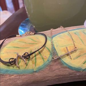 *free with purchase* Wishbone and cross bracelet set
